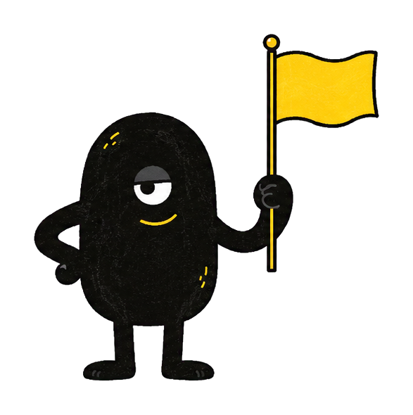 旗を持つ黒いキャラクター